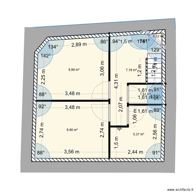 Moncelon Neronde. Plan de 6 pièces et 34 m2