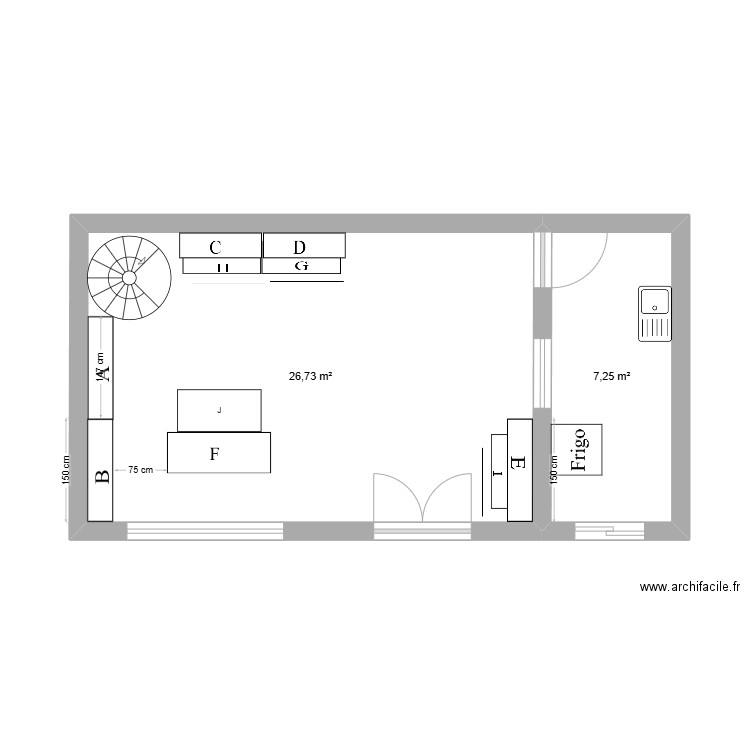 Ex2 p70. Plan de 2 pièces et 34 m2