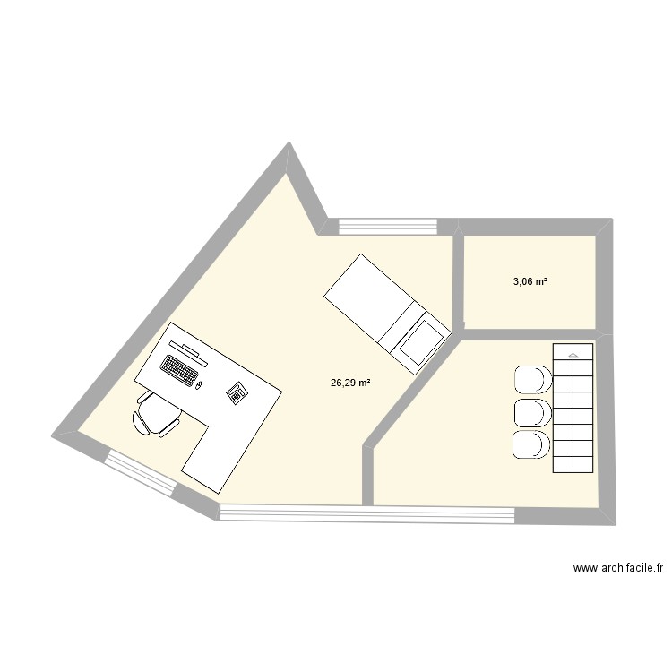 SOUMIA. Plan de 2 pièces et 28 m2