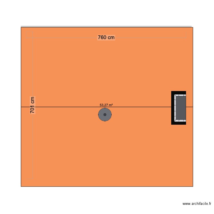 DP3 PLAN DE COUPE. Plan de 1 pièce et 53 m2