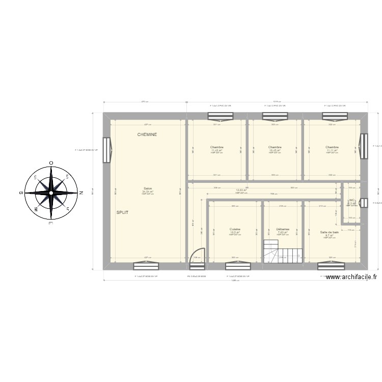 ML24010533 CASTEX Aimé. Plan de 9 pièces et 110 m2