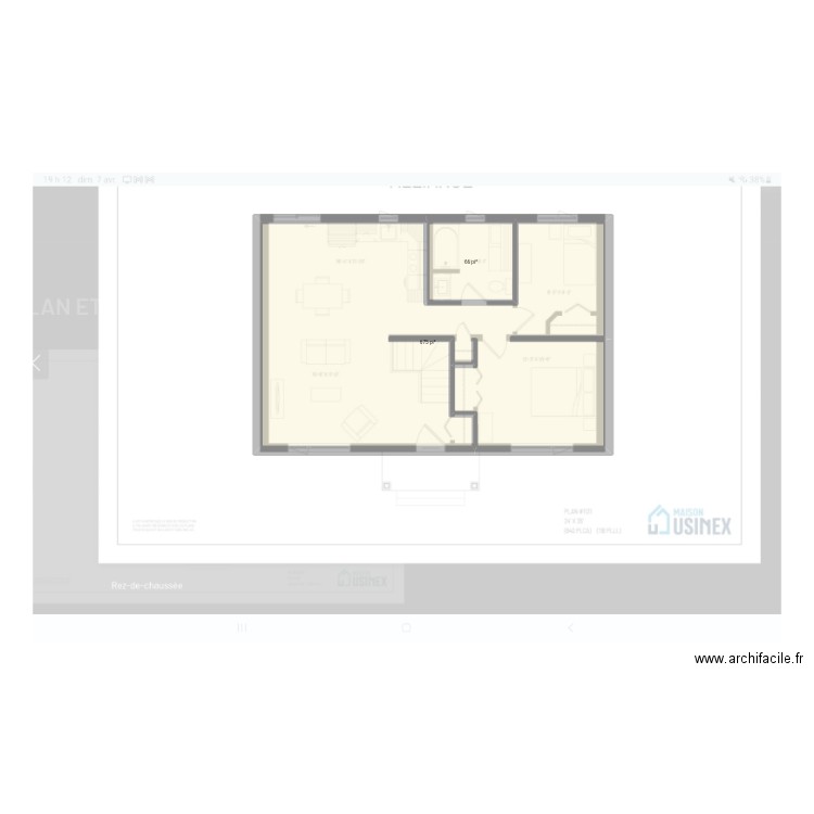 Plan 3. Plan de 2 pièces et 69 m2