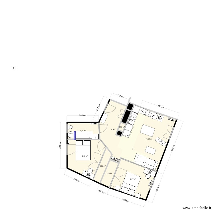 CHARVET - FG 2. Plan de 13 pièces et 58 m2