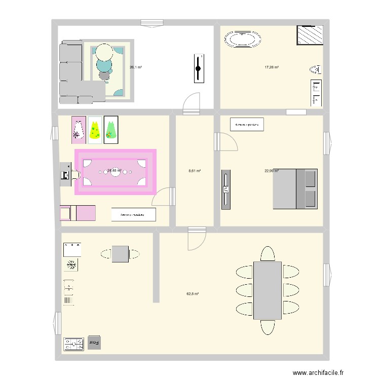 maison . Plan de 6 pièces et 162 m2