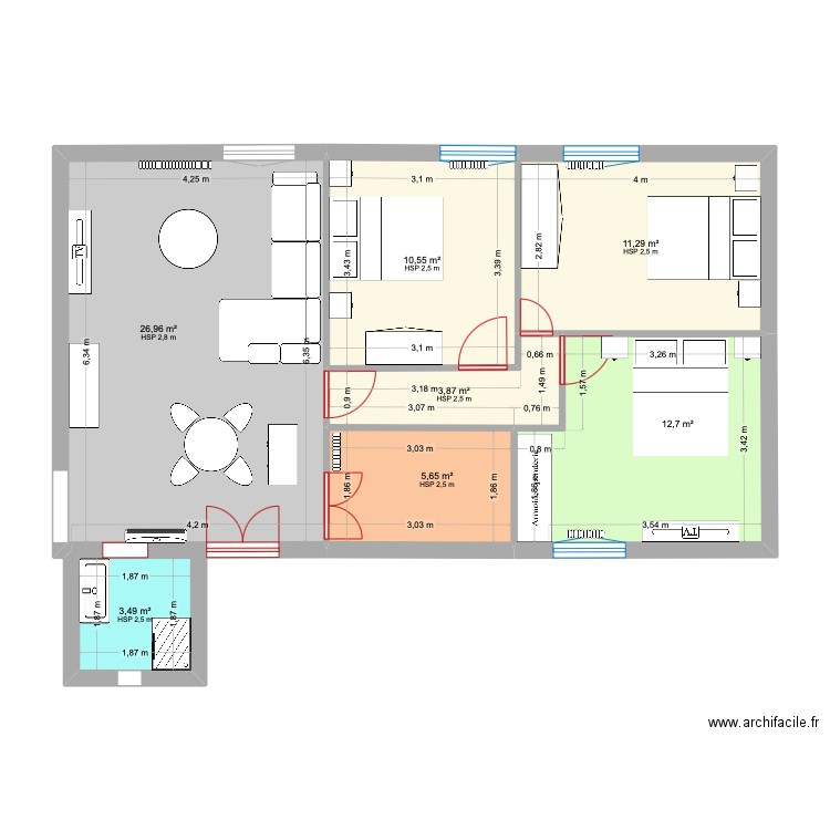 2025. Plan de 7 pièces et 75 m2