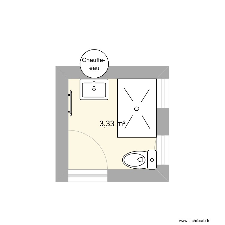 Salle de bain boulogne. Plan de 1 pièce et 3 m2