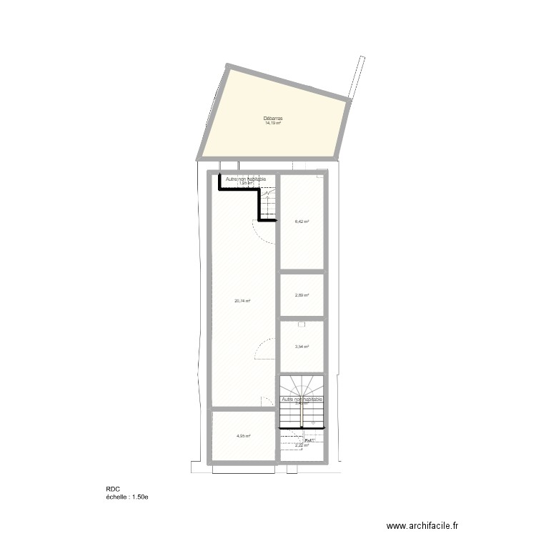 SCI MOULIN MANCILLA RDC AVANT . Plan de 9 pièces et 60 m2