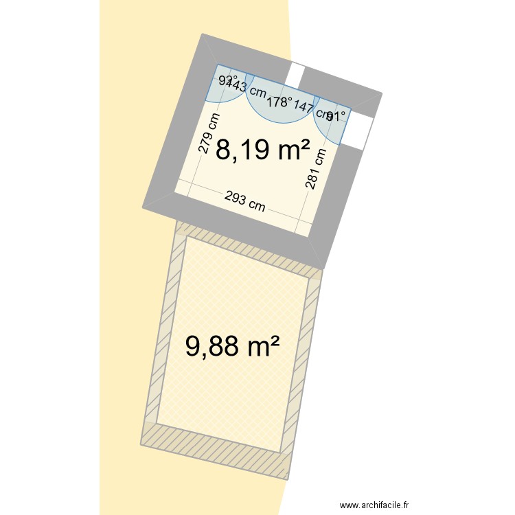 Maisonnette. Plan de 4 pièces et 36 m2