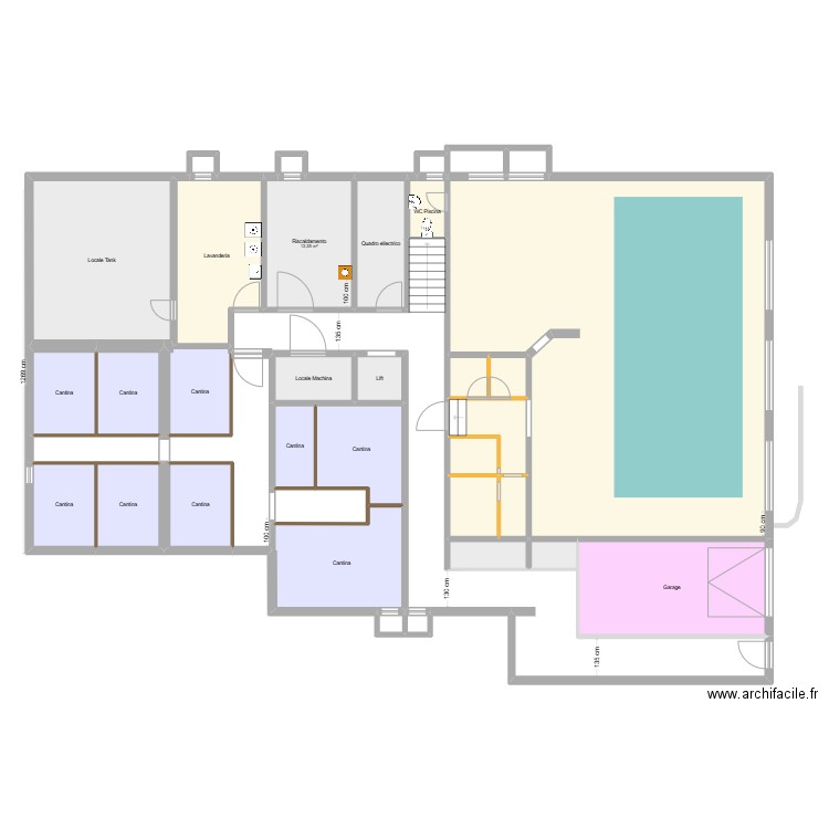 Ascona Cantina. Plan de 37 pièces et 365 m2