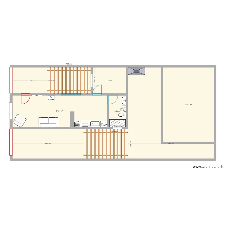 Bnb2. Plan de 6 pièces et 144 m2