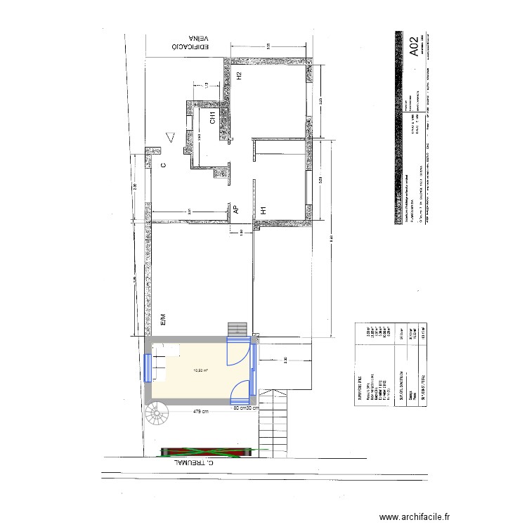 platja. Plan de 1 pièce et 11 m2