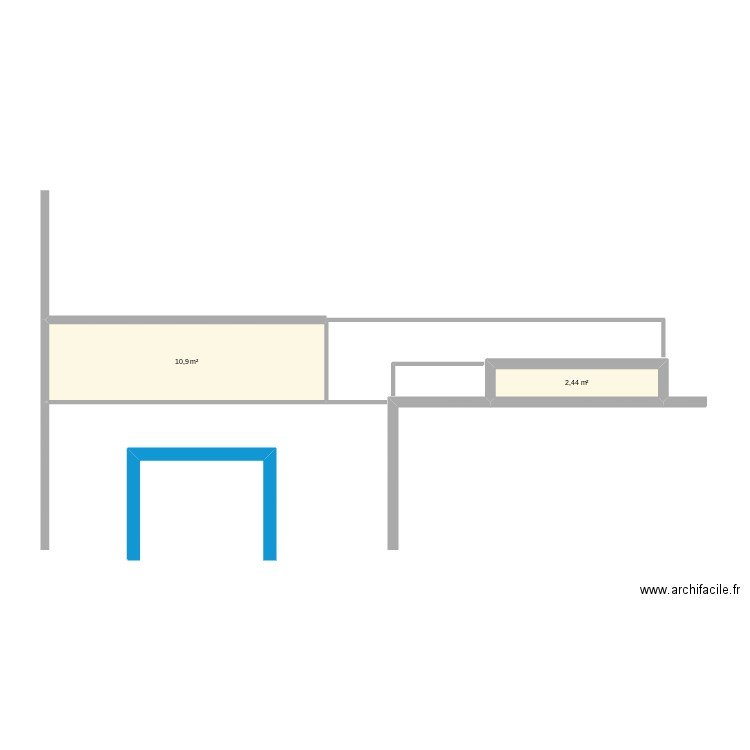 massif. Plan de 2 pièces et 13 m2