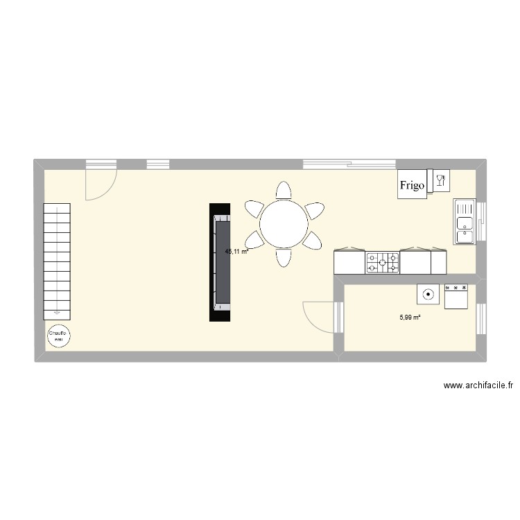 MAISON&. Plan de 2 pièces et 51 m2