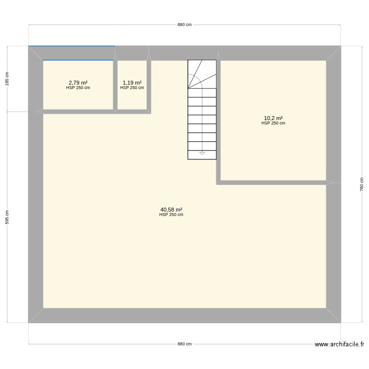 test. Plan de 4 pièces et 55 m2