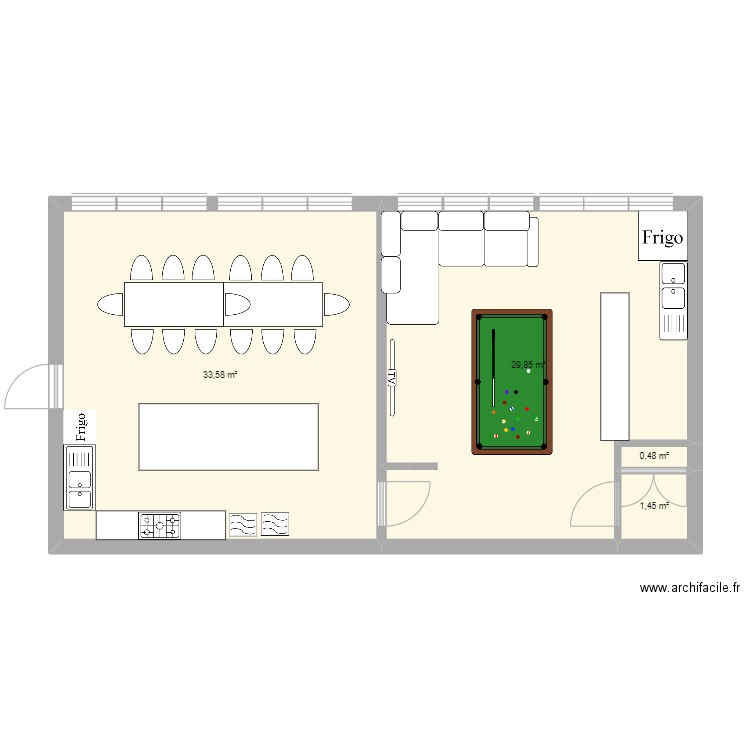 2L SLM. Plan de 4 pièces et 65 m2