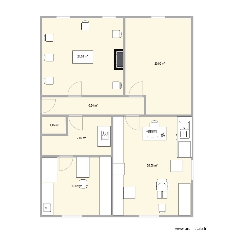 plan cab 1. Plan de 7 pièces et 98 m2