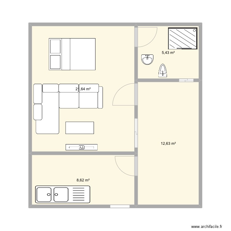 Francky. Plan de 4 pièces et 48 m2