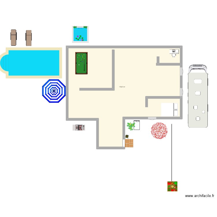 Maison. Plan de 1 pièce et 117 m2