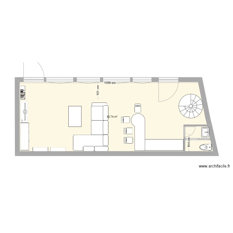 Plan rdv MALAKOFF. Plan de 1 pièce et 44 m2