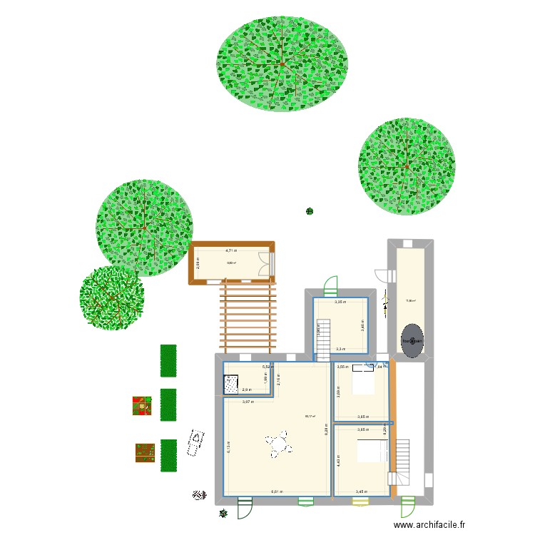 421 .41190.. Plan de 3 pièces et 115 m2