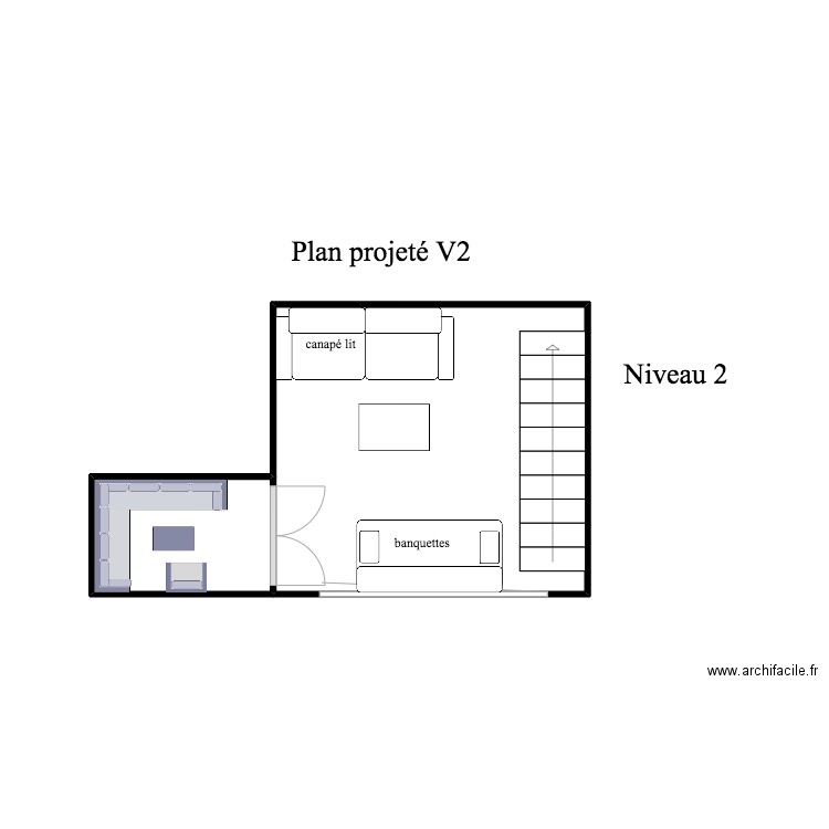 Appartement 3 Nîmes - Niveau 2 V2. Plan de 2 pièces et 13 m2