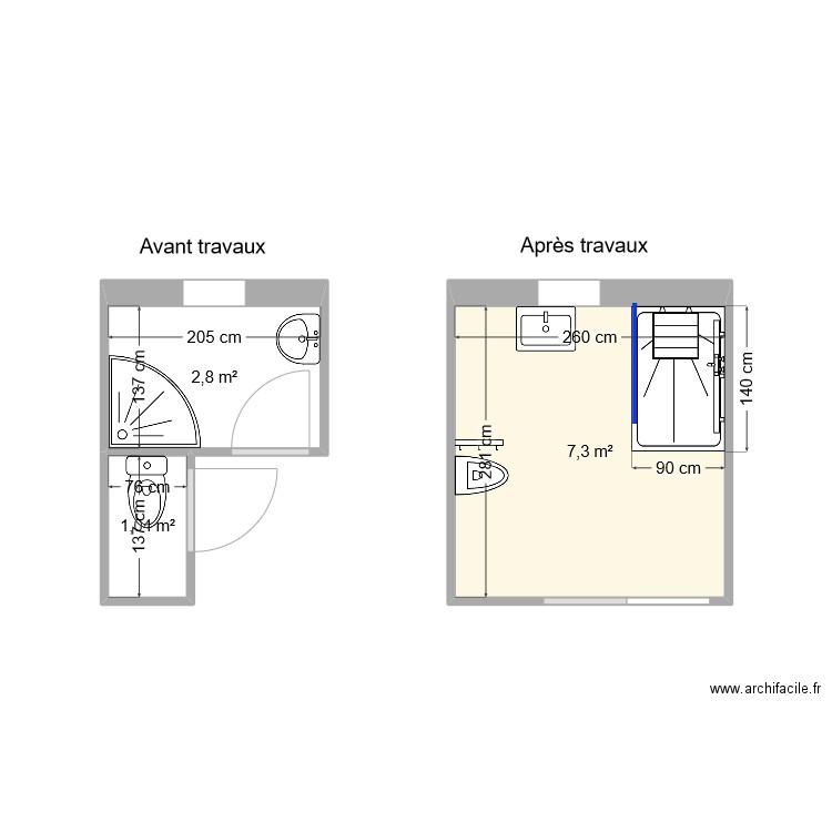 MARTEL Yves. Plan de 3 pièces et 11 m2