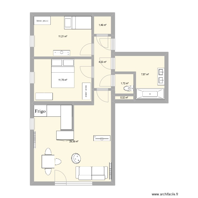 Appartement lutterbach. Plan de 8 pièces et 68 m2