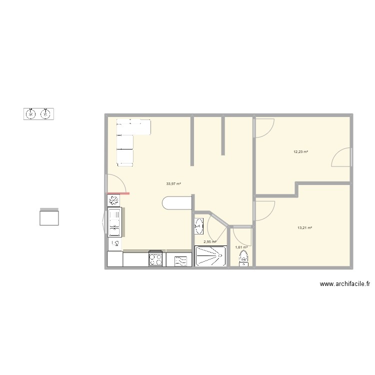 PORT SAY. Plan de 5 pièces et 64 m2