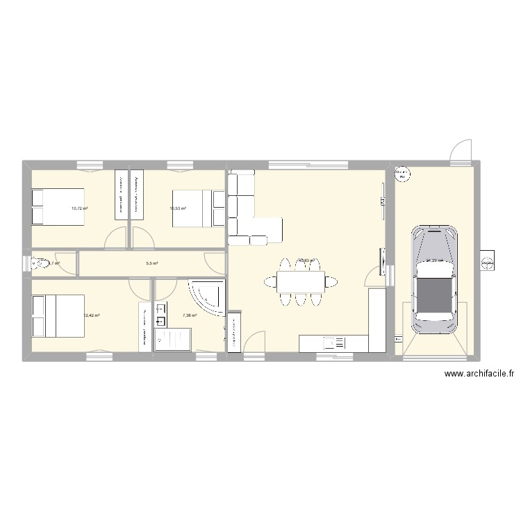 Plan maison 95m2. Plan de 8 pièces et 110 m2