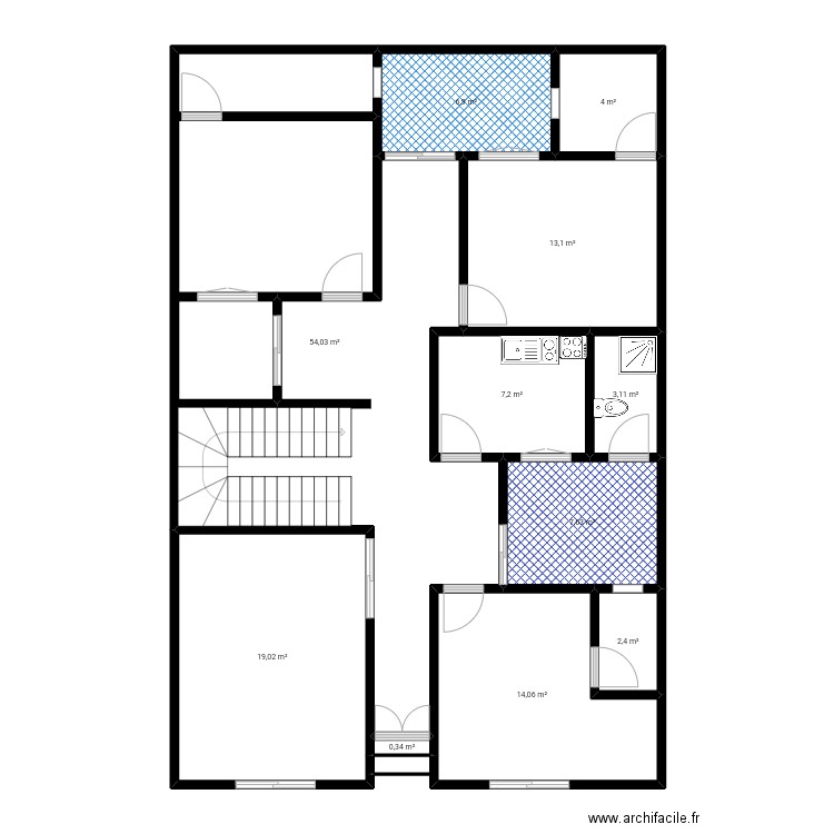 Mangui . Plan de 11 pièces et 132 m2