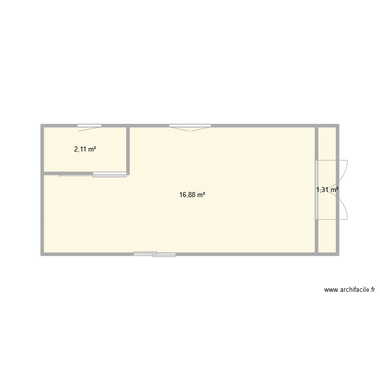 roulotte. Plan de 3 pièces et 20 m2