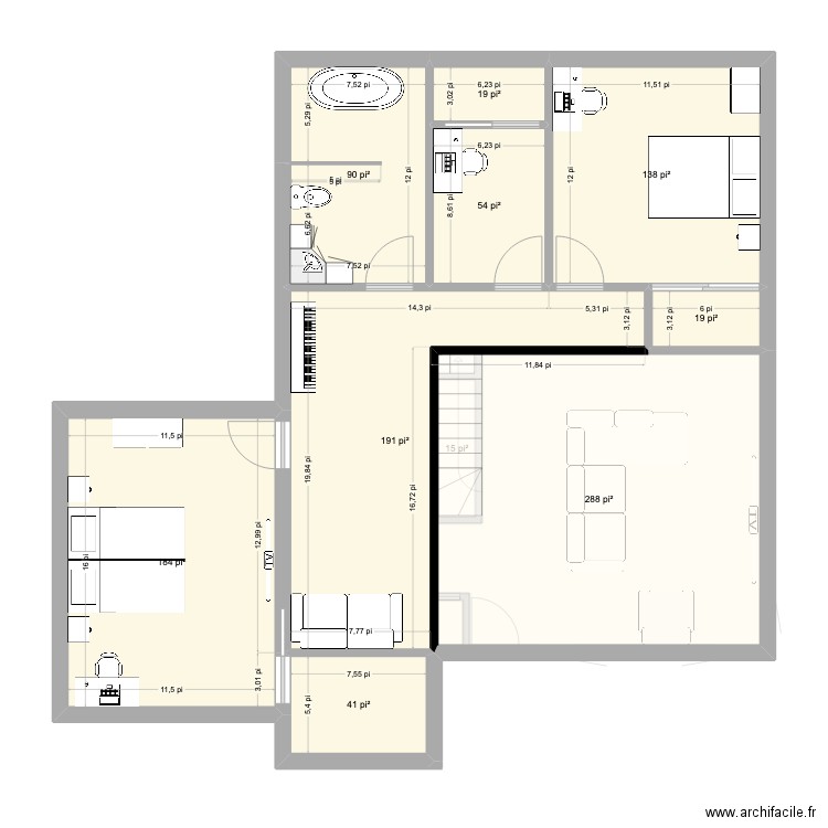 Sheralain 1. Plan de 15 pièces et 191 m2