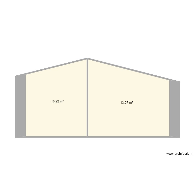 PLAN DE COUPE COUTER CUISINE. Plan de 2 pièces et 23 m2