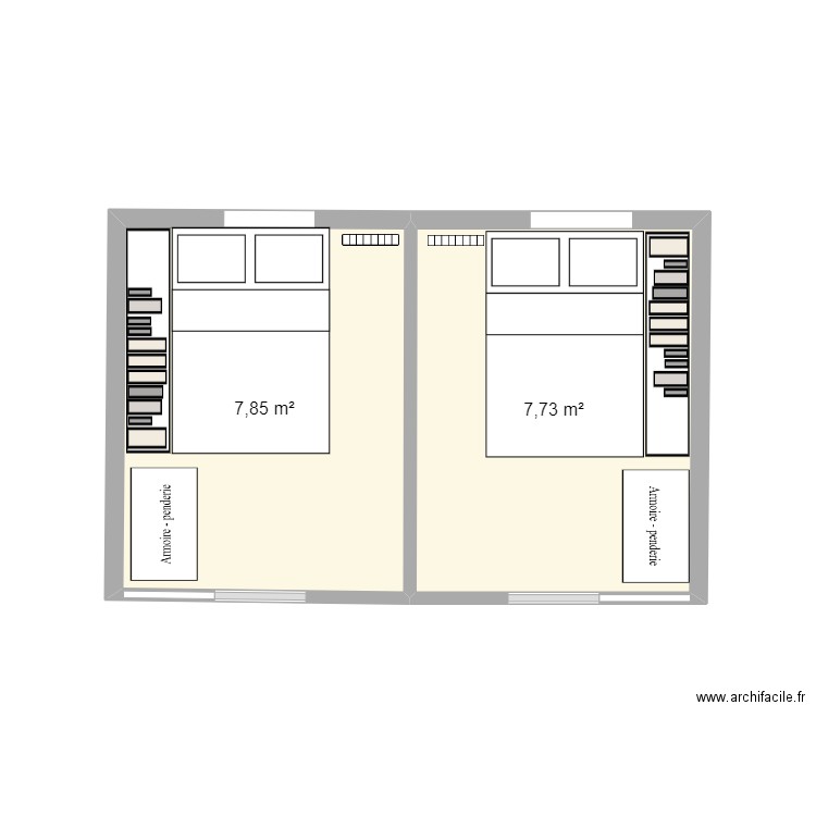 Cambre axel et charlie. Plan de 2 pièces et 16 m2