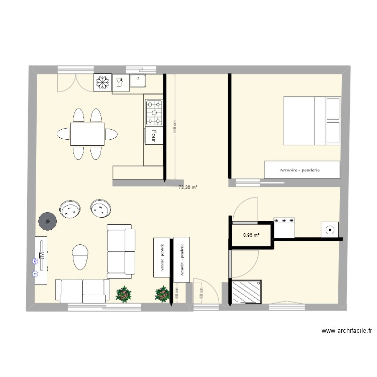 PLAN RDC FINAL. Plan de 2 pièces et 76 m2