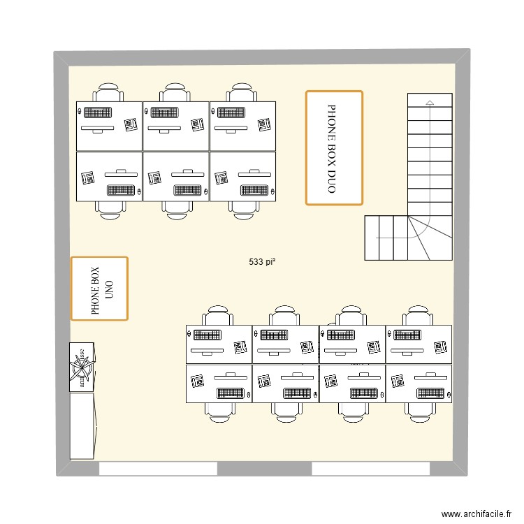 Etage 5 trinov. Plan de 1 pièce et 50 m2