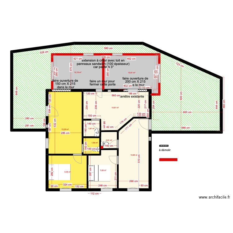 1er étage gîtes pour maçon . Plan de 11 pièces et 151 m2