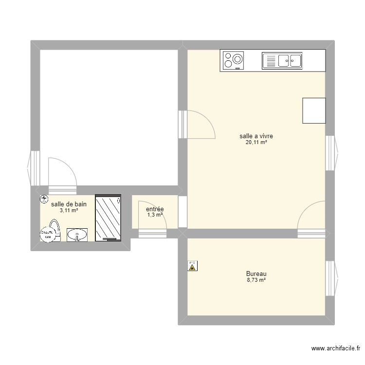 perso. Plan de 4 pièces et 33 m2