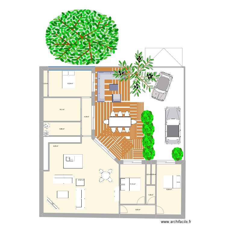 Miejour 2. Plan de 13 pièces et 131 m2