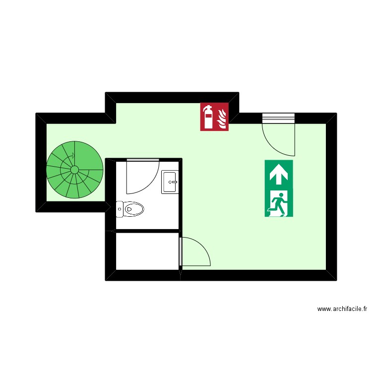 CFI 60 - 1er etage. Plan de 3 pièces et 23 m2