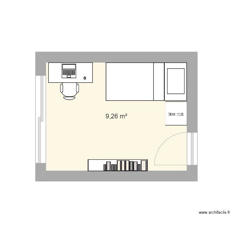 Chambre Aurele2. Plan de 1 pièce et 9 m2