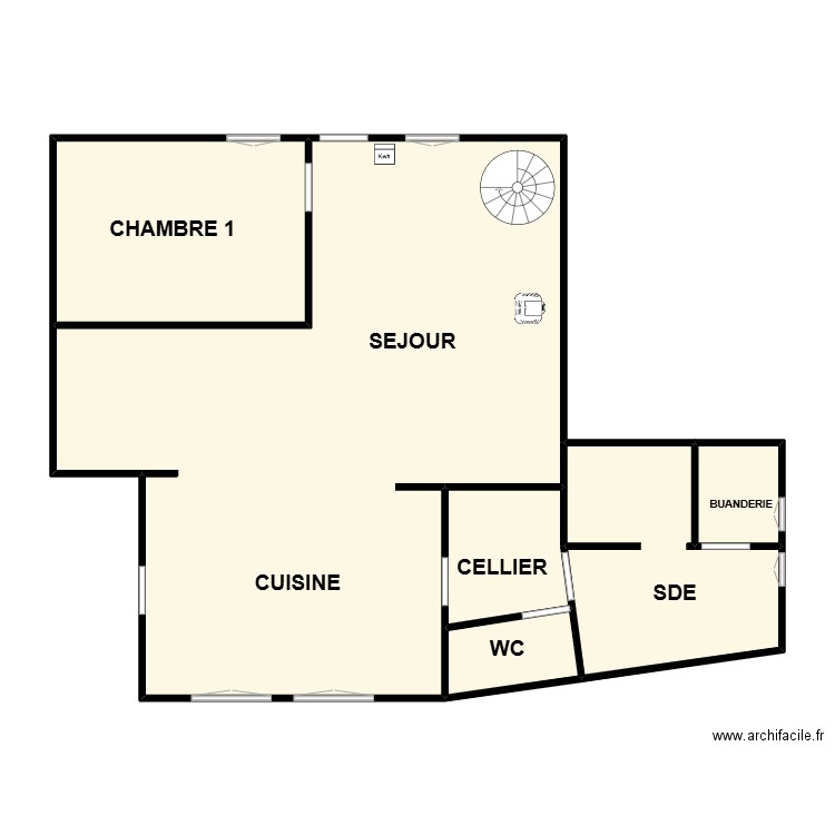 LANDREAU RDC GAUTRAIS. Plan de 6 pièces et 107 m2