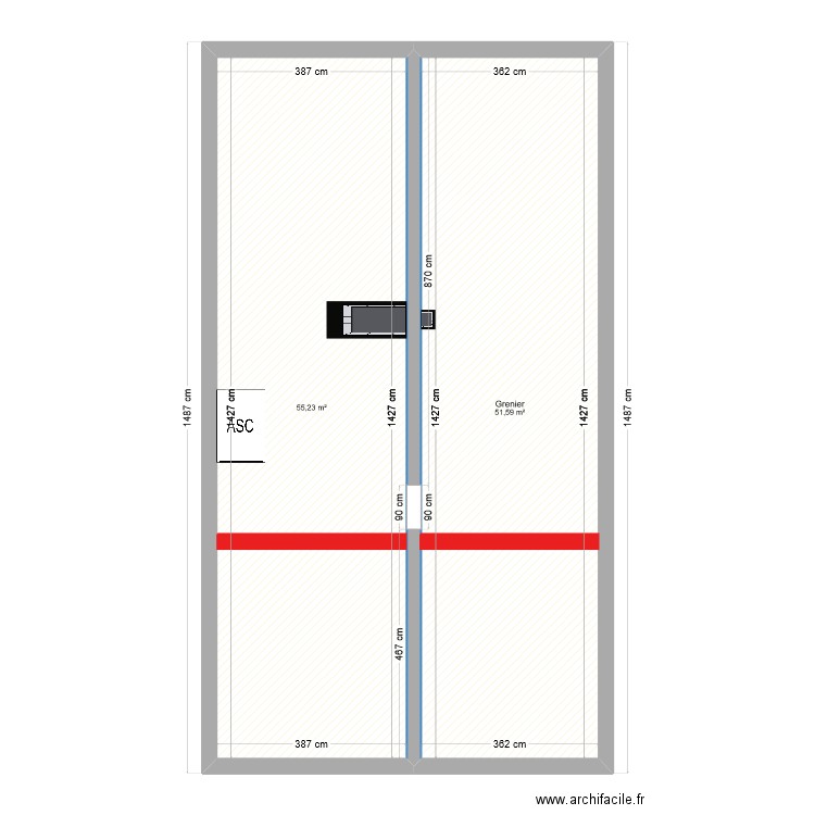 appartement kuntzig. Plan de 2 pièces et 107 m2