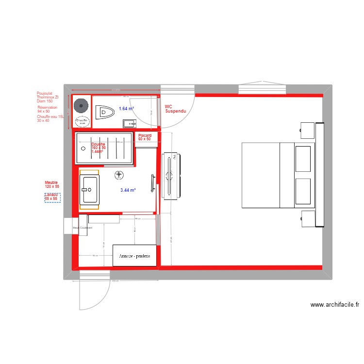 2024-09-23-SdB Ch Parentale-Carreleur. Plan de 1 pièce et 33 m2