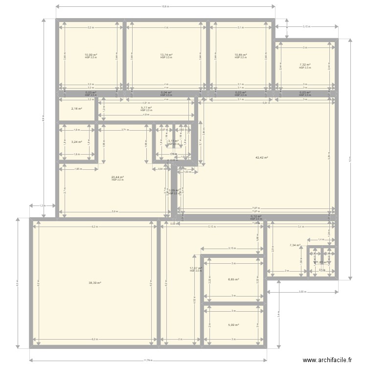 mon pl. Plan de 22 pièces et 198 m2