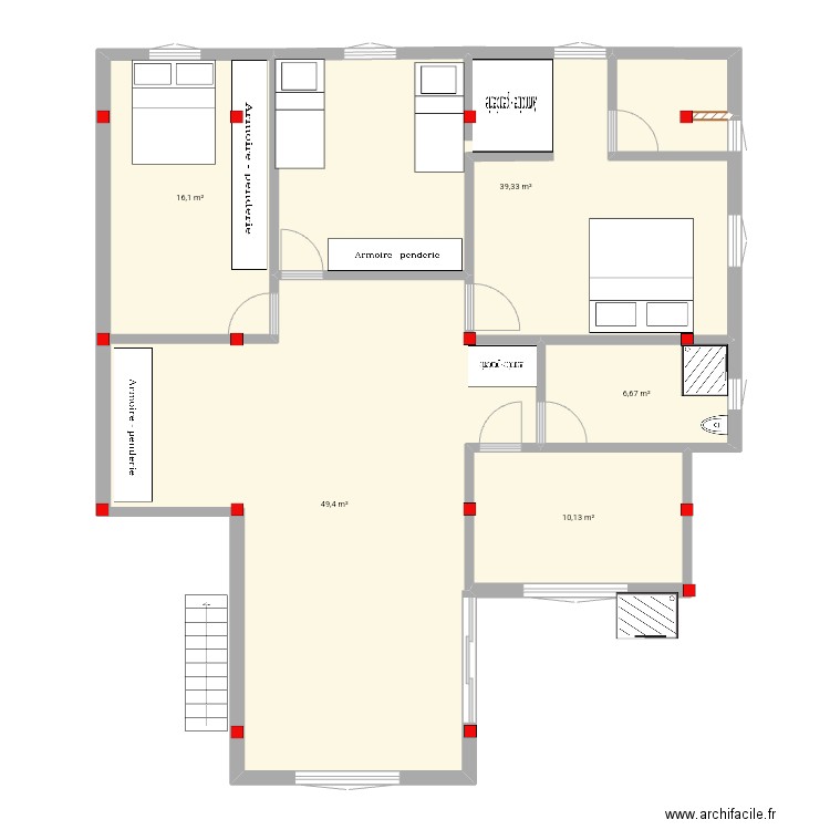 biezert. Plan de 5 pièces et 122 m2