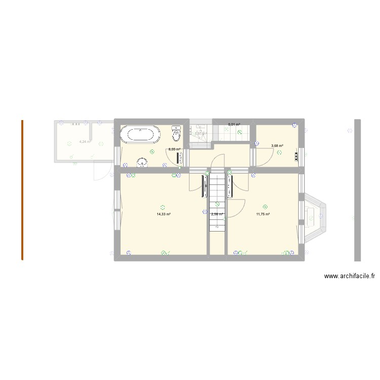 cdbbaseandmid. Plan de 9 pièces et 90 m2