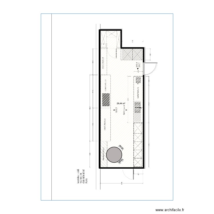 cuisine. Plan de 1 pièce et 29 m2