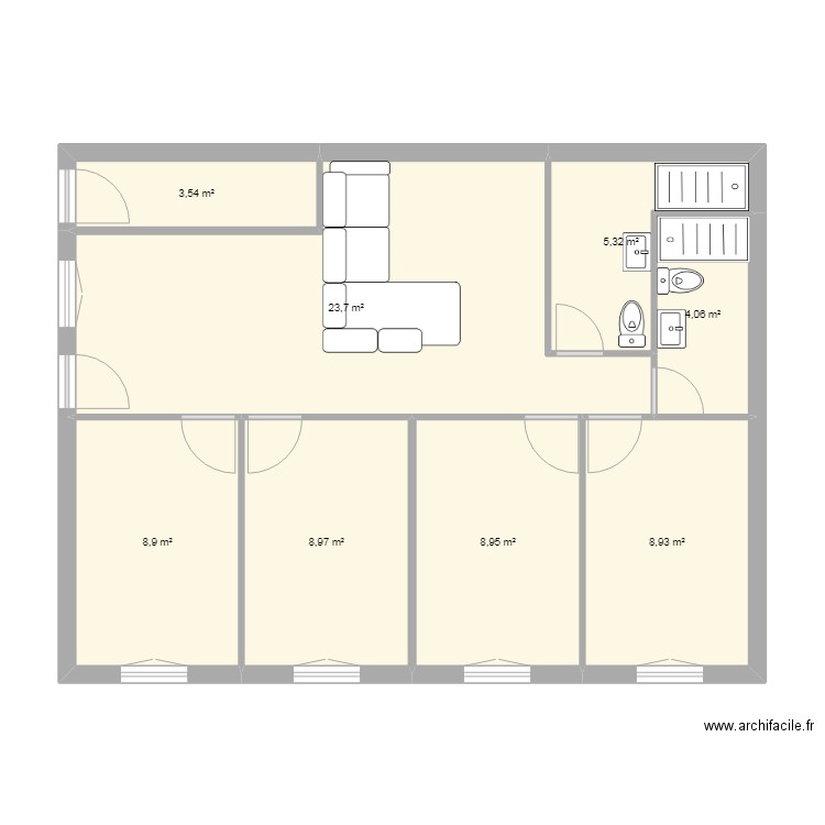 villa tivino. Plan de 8 pièces et 72 m2