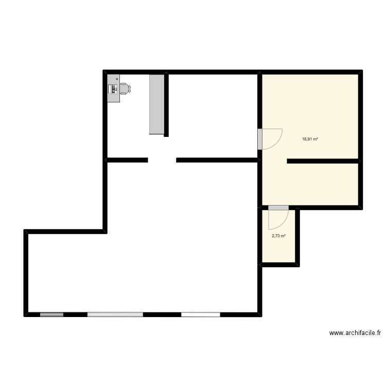 mag. Plan de 2 pièces et 22 m2